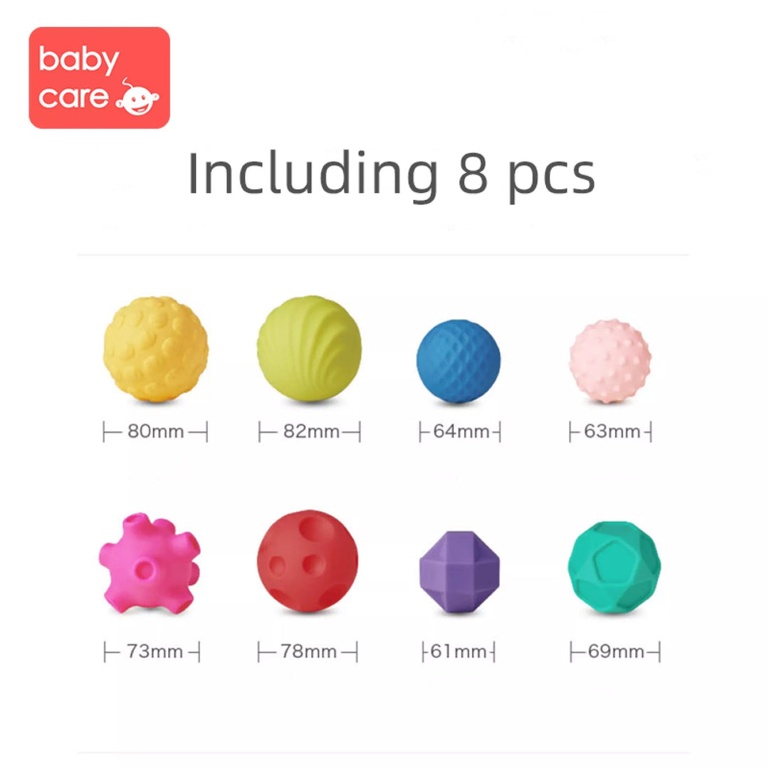 Babycare Hand Ball Blocks Baby Grasp Ball Toys Children Kids Soft Tactile Perception Training  Ball 8pcs - Little Kooma