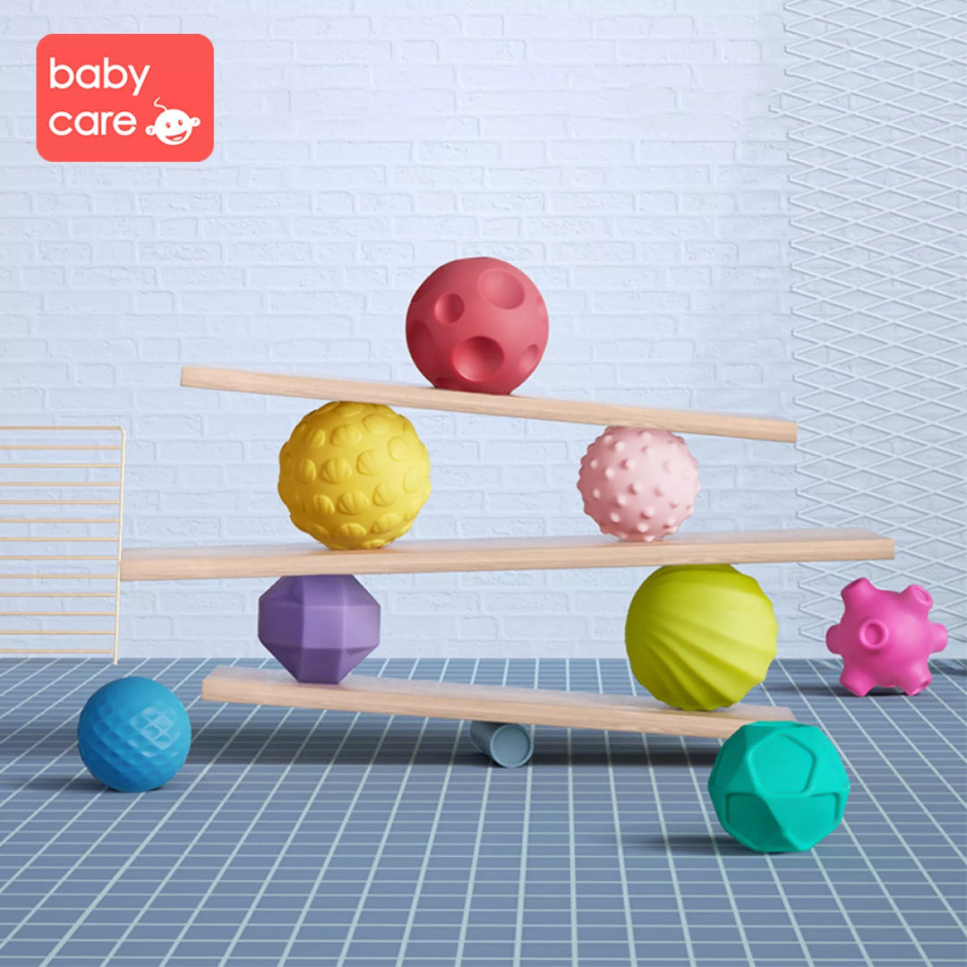 Babycare Hand Ball Blocks Baby Grasp Ball Toys Children Kids Soft Tactile Perception Training  Ball 8pcs - Little Kooma